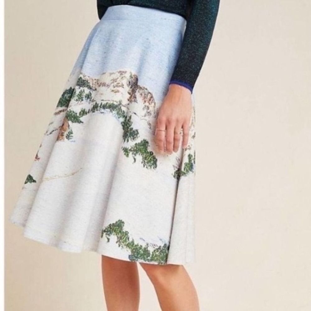Corey Lynn Calter Winter Alpine Mountain Scene Tapestry‎ Skirt Blue White Small